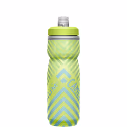 CamelBak Podium Chill Insulated Bike Water Bottle - Easy Squeeze Bottle - Fits Most Bike Cages - 21oz  Lime/Blue Stripe