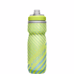 CamelBak Podium Chill Insulated Bike Water Bottle - Easy Squeeze Bottle - Fits Most Bike Cages - 21oz  Lime/Blue Stripe