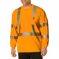 Carhartt Men's High Visibility Force Long Sleeve Class 3 Tee Brite Orange Medium