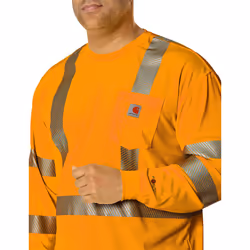 Carhartt Men's High Visibility Force Long Sleeve Class 3 Tee Brite Orange Medium