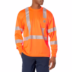 Carhartt Men's High Visibility Force Long Sleeve Class 3 Tee Brite Orange Medium