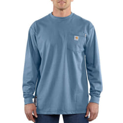 Carhartt Men's 100235 Flame-Resistant Force Long Sleeve Cotton T-Shirt - X-Large Tall - Medium Blue