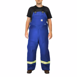Carhartt Men's 101628 Flame-Resistant Striped Duck Bib Overall - Quilt Lined - 38W x 32L - Royal Blue