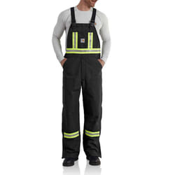 Carhartt Men's 101703 Flame-Resistant Striped Duck Bib Overall - Unlined - 44W x 36L - Black