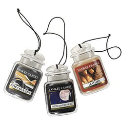 Yankee Candle Car Air Fresheners  Hanging Car Jar Ultimate 3-Pack  Neutralizes Odors Up To 30 Days  Includes: 1 Leather  1 Midsummer's Night  and 1 Ne
