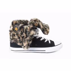 CONVERSE CT KNEE-HI BLACK FUR TRIM JUNIORS 640473F UK 10-5 - UK 11-EU 28.5