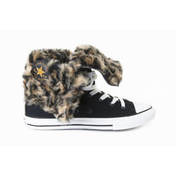 CONVERSE CT KNEE-HI BLACK FUR TRIM JUNIORS 640473F UK 10-5 - UK 11-EU 28.5