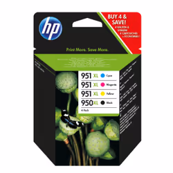 HP 950XL High Yield Black/951XL High Yield Cyan/Magenta/Yellow 4-pack Original Ink Cartridges, High (XL) Yield, Black, Cyan,  ...