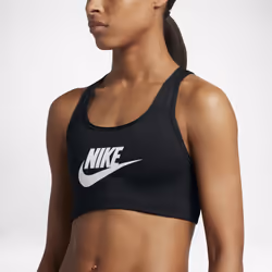 Nike Classic Swoosh Futura, Sports, Black, Wirefree, Monochromatic, L, Active / Workout