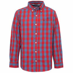 Tommy Hilfiger Boys' Long Sleeve Woven Button-Down Shirt Kirk Firesid