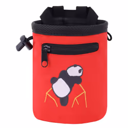 AMC Rock Climbing Panda Design Chalk Bag with Adjustable Belt Red