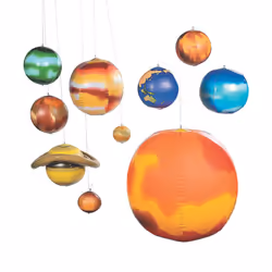 Inflatable Planets Solar System Set - 10 Pieces  9 Planets and Sun - Hanging Space Party  Kids Room and Classroom Decor