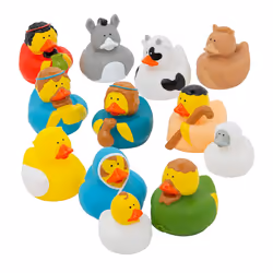 Nativity Rubber Duckies for Christmas - Set of 12 - Holiday Decor Toys and Stocking Stuffers for Kids
