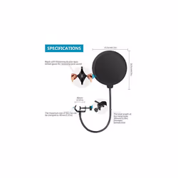 Professional Microphone Pop Filter Shield Compatible with Blue Yeti and Any Other Microphone Dual Layered Wind Pop Screen With A Flexible 360 Degree