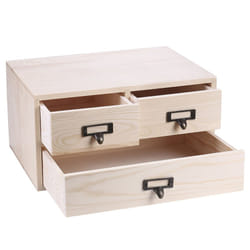 MyGift 3 Drawer Natural Beige Wood Office Accessories Storage Desktop Cabinet Drawer, Decorative Makeup/Jewelry Organizer, Sewing and Craft Supplies