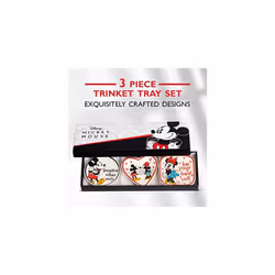 Disney Mickey and Minnie Mouse Mini Trinket Tray Gift Set, 3 Piece Jewelry Dish Ring Holder