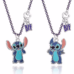 Disney Girls Stitch BFF Necklace Set of 2 Official License Best Friends Necklaces with BFF Charm and Stitch Pendant