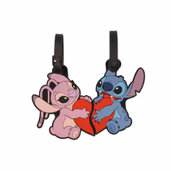 Disney Stitch and Angel  2 Piece Heart  Luggage Tag Set