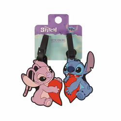 Disney Stitch and Angel  2 Piece Heart  Luggage Tag Set