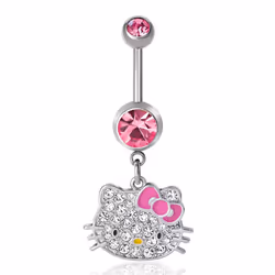 Hello Kitty Belly Button Ring 14g Stainless Steel Kawaii Belly Button
