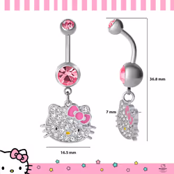 Hello Kitty Belly Button Ring 14g Stainless Steel Kawaii Belly Button