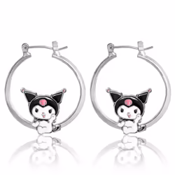 Sanrio Hello Kitty and Friends Womens Hoop Earrings - Enamel Hello Kitty Kuromi My Melody Official License Gifts