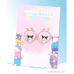 Sanrio Hello Kitty and Friends Womens Hoop Earrings - Enamel Hello Kitty  Kuromi  My Melody Official License Gifts