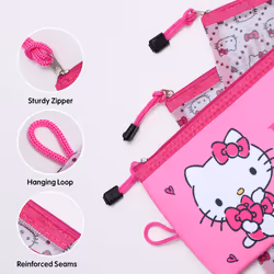 Hello Kitty Travel Pouch 3-Pack Official License  Zipper Pouch Set of 3 in Different Sizes  Makeup Bag