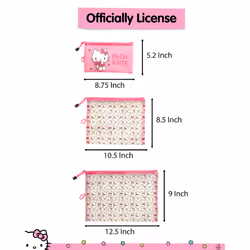 Hello Kitty Travel Pouch 3-Pack Official License  Zipper Pouch Set of 3 in Different Sizes  Makeup Bag