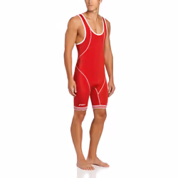 ASICS Men's Snap Down Wrestling Singlet (Red/White) XX-Small