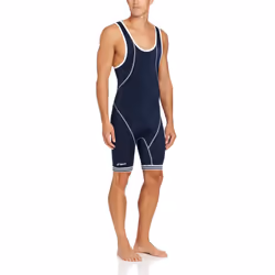 ASICS Men's Snap Down Wrestling Singlet (Navy/White) X-Large