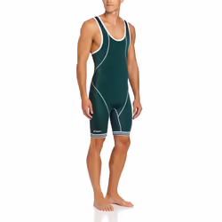 ASICS Men's Snap Down Wrestling Singlet (Forest/White) XX-Small