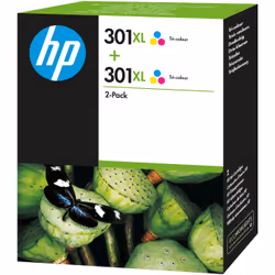 HP 301XL 2-pack High Yield Tri-color Original Ink Cartridges, High (XL) Yield, Cyan, Magenta, Yellow, Dye-based ink, 2 pc(s), ...