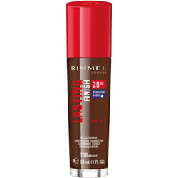 Rimmel London Lasting Finish 25 Hour Foundation, Full Coverage Formula with SPF 20, 200 Soft Beige, 30ml - 700 Ebony, Single