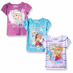Disney Little Girls' 3 Pack Frozen T-Shirts  Purple  6X