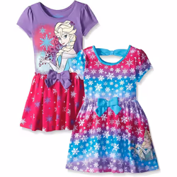 Disney Little Girls' 2 Pack Elsa Frozen Dresses  Purple  4