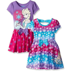 Disney Little Girls' 2 Pack Elsa Frozen Dresses  Purple  4