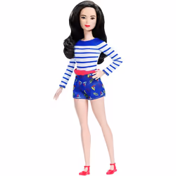Barbie Mattel DYY91 - Fashionistas Puppe im Marine-Top