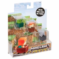 Minecraft FFK78 Minecart Slime Cube, Alex, Skeleton Figure 3 Pack of Toys