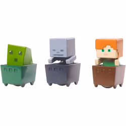 Minecraft FFK78 Minecart Slime Cube, Alex, Skeleton Figure 3 Pack of Toys