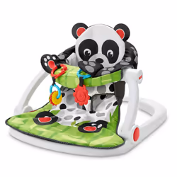 Fisher-Price Portable Baby Chair Sit-Me-Up Floor Seat with Developmental Toys and Crinkle & Squeaker Seat Pad  Panda Paws