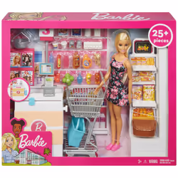 Mattel Games Barbie Doll and Supermarket Playset with 25 Grocery Store and Food-Themed Accessories - Additional view 6