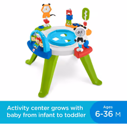Fisher-Price Baby to Toddler Toy 3-In-1 Spin & Sort Activity Center and Play Table with Playmat and 10+ Activities  Retro Roar