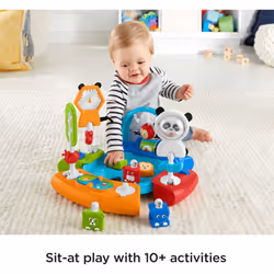 Fisher-Price Baby to Toddler Toy 3-In-1 Spin & Sort Activity Center and Play Table with Playmat and 10+ Activities  Retro Roar