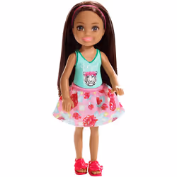 Barbie FXG79 Club Chelsea Doll, 6 Inch Brunette with Fierce Tiger Graphic
