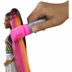 Barbie Rainbow Sparkle Hair Doll Featuring Extra-Long 7.5-inch Brunette Hair with a Hidden Rainbow of Five Colors  Sparkle Gel and Comb and Hairstylin