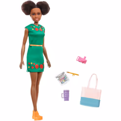 Barbie GBH92 Travel Nikki Doll, Kitty Ear Brunette Hair, with 5 Accessories