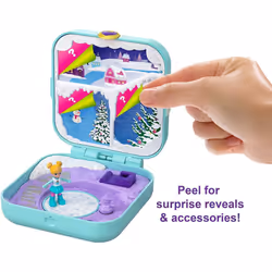 Polly Pocket GDL85 Frosty Fairytale Compact, Micro Doll & Accessories, Multicoloured