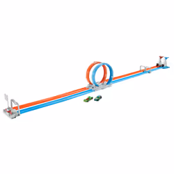 Hot Wheels Action Double Loop Dash Track Set & 2 Diecast Toy Cars, Vehicle & track set, 5 yr(s), Plastic, Blue, Orange
