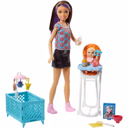 Barbie Babysitting Playset with Skipper Friend Doll  Color-Change Baby